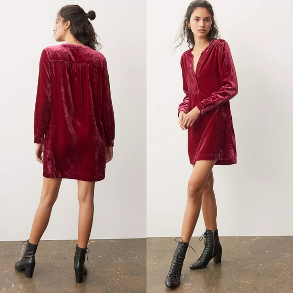 Anthropologie | Dresses | Nwt Anthropologie Melody Velvet Tunic Dress Pink  | Poshmark